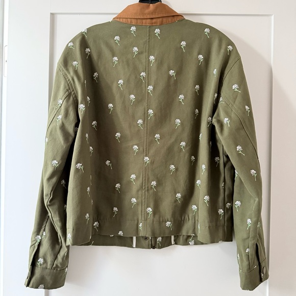 Anthropologie Dolan Left Coast Floral Embroidered Barn Jacket Green Medium - Picture 4 of 12